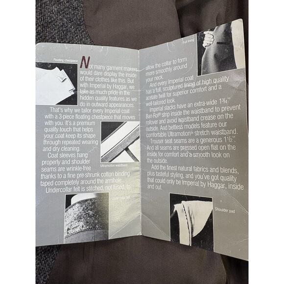 Imperial By Haggar Brown 100% Pure Wool Elbow Patch Two Button Blazer Jacket 46 - Picture 7 of 12